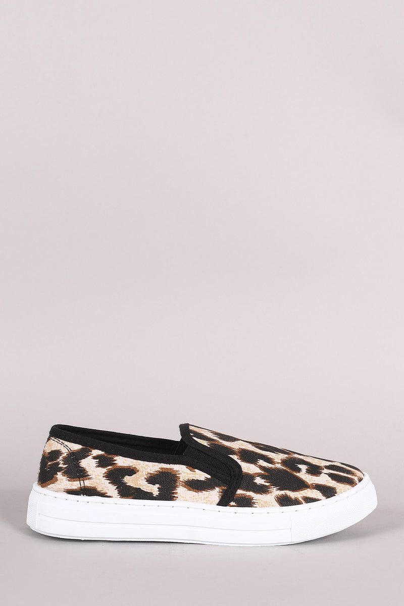 qupid leopard slip on sneakers