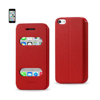 Reiko Mobile & Tablet Accessories New Flip Folio Case In Red For iPhone 5C Window By Reiko