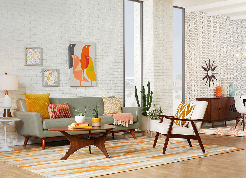 Orange accents living room