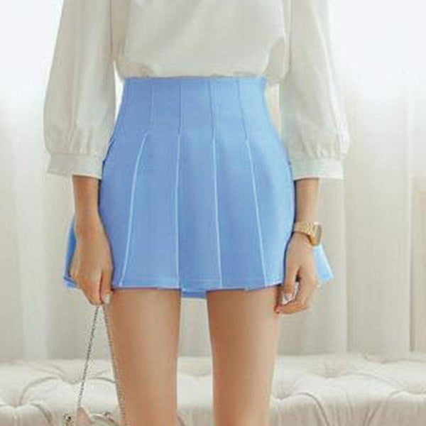 half pleated white skirt