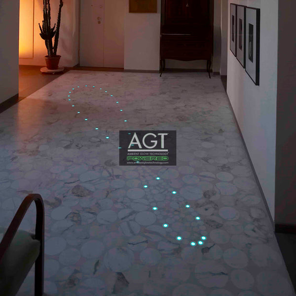  Glowing marble interior floor powered by AGT™ glow stones in an infinity pattern