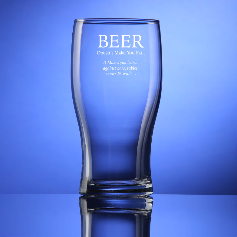 Beer Doesn't Make You Fat! - Etched Tulip Pint Glass