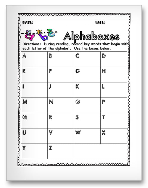 Alphaboxes Classroom Activity Worksheet