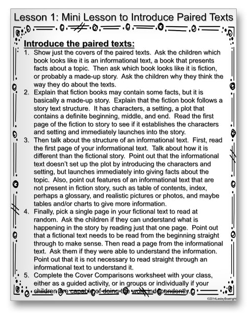 Introduction to Paired Texts Classroom Activity Worksheet