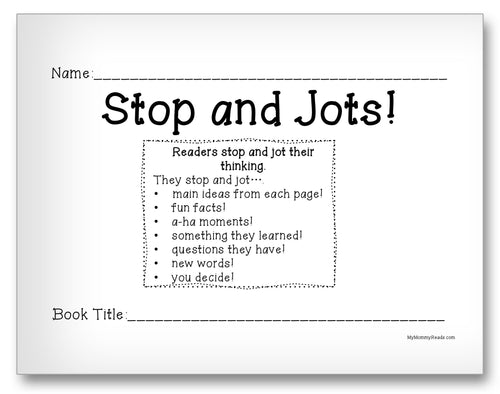 Stop and Jots Classroom Activity Worksheet