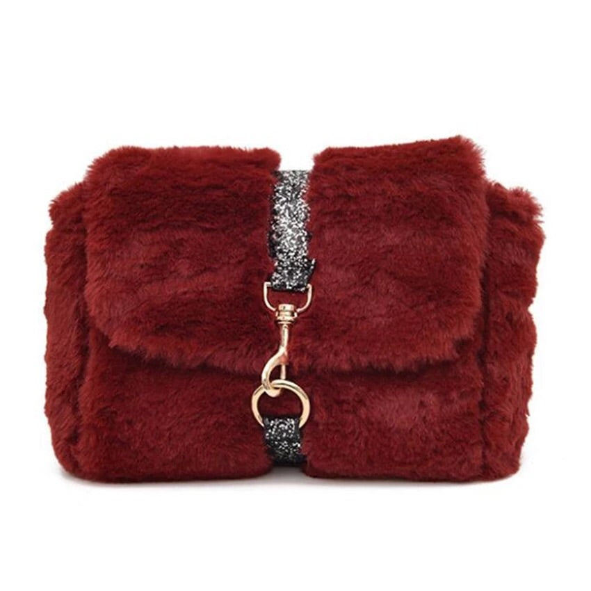 red fur bag