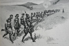 A Zulu ibutho deploys to attack under shell-fire - one of the more accurate impressions to emerge from British eyewitnesses during the war.