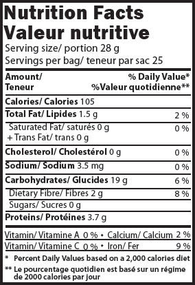Inca's Gold Organic Quinoa Flour Nutritional Information
