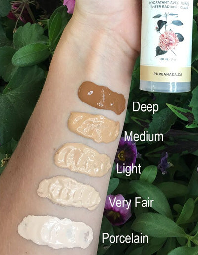 Swatches of the 5 Shades of Pure Anada Tinted Moisturizer on an arm