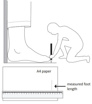 kybun's recommended foot measuring method