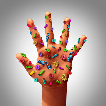 illustration of germs on a hand