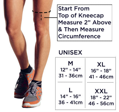Sizing instructions diagram for Incrediwear Knee Brace