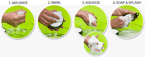 4 panel diagram on How to use Universal Stone