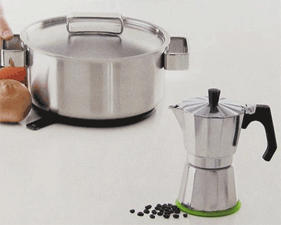 Using the two Silicone Magnet Dot Trivets separately under a pot and a coffee urn