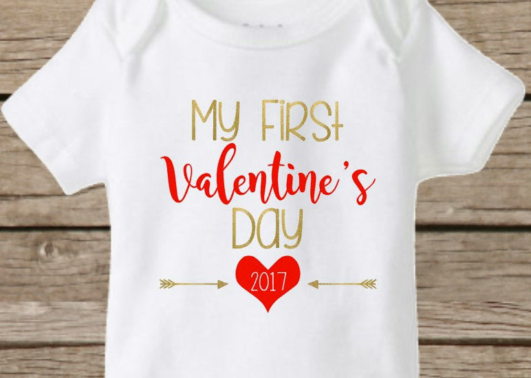 my first valentine's day onesie girl