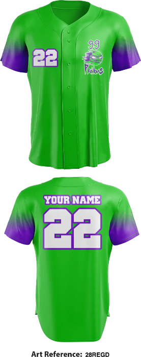 purple and green baseball jersey