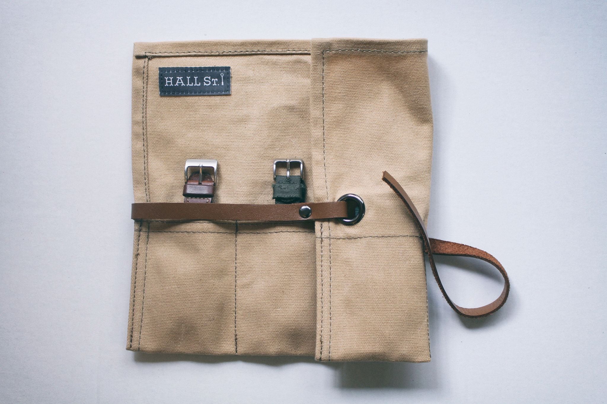 Tan Waxed Canvas Watch Roll