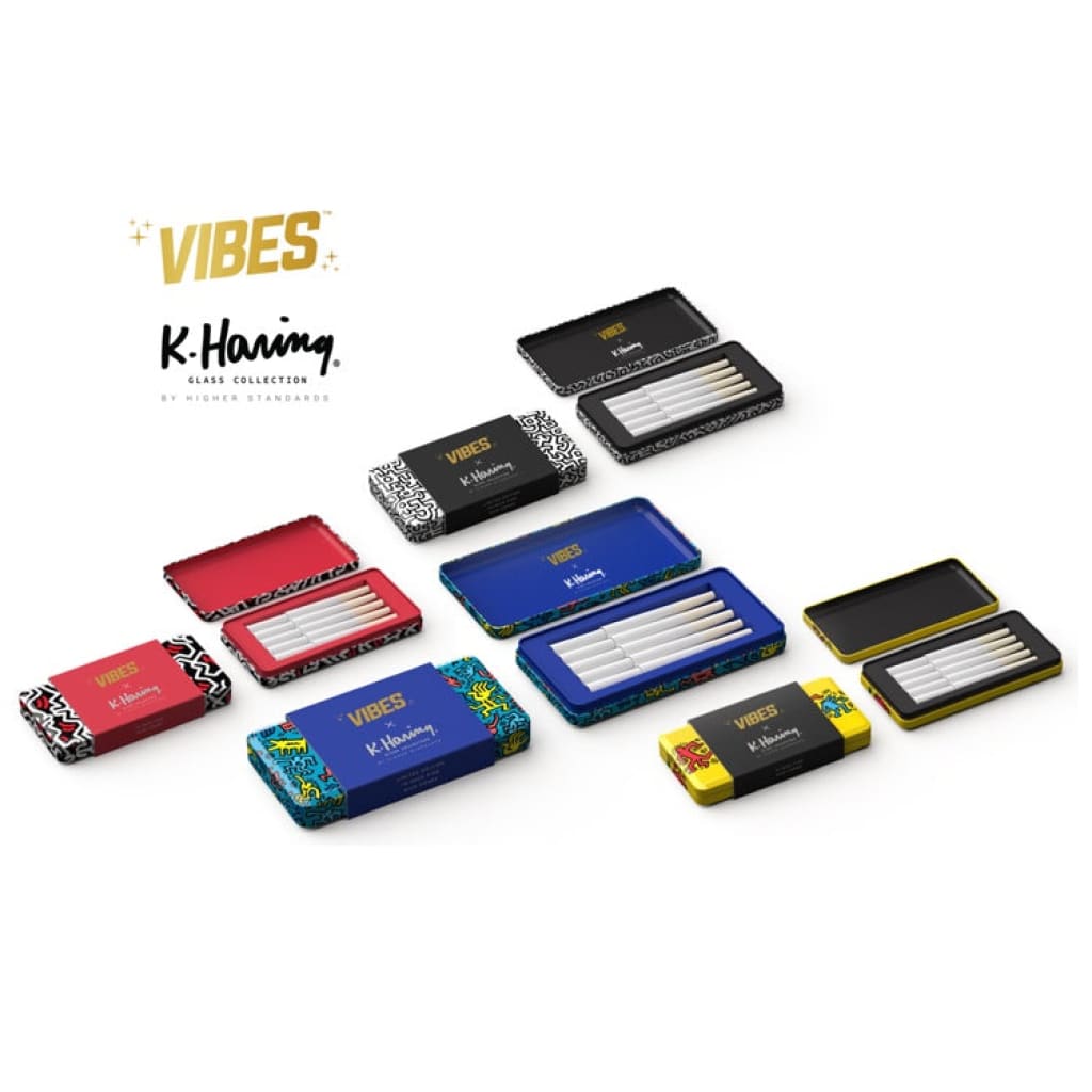 Vibes x K. Haring 1 1/4 Size 2 Tins 20 Cones Rolling Papers 810055135523