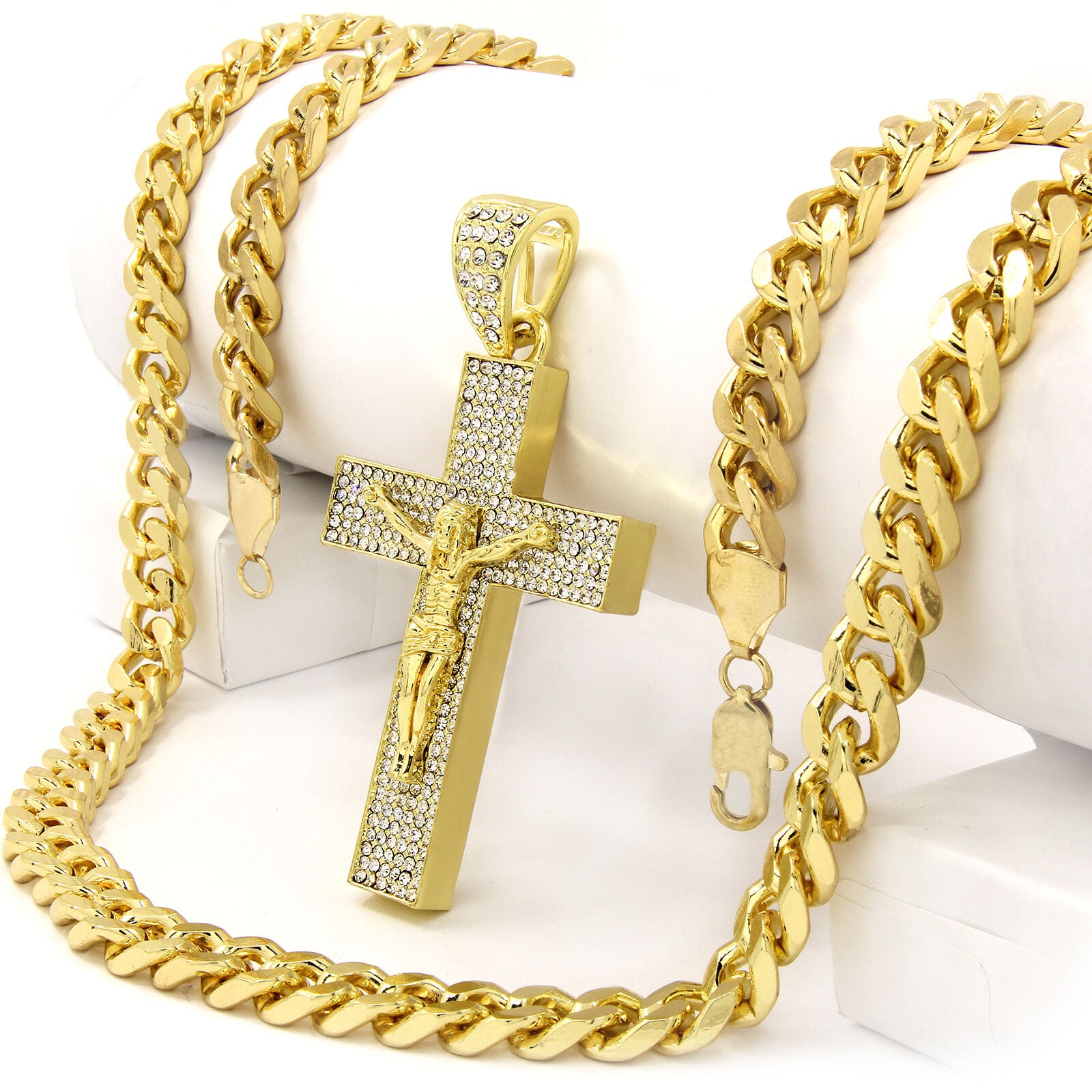 Gold Cross Jesus Hang NECKLACE