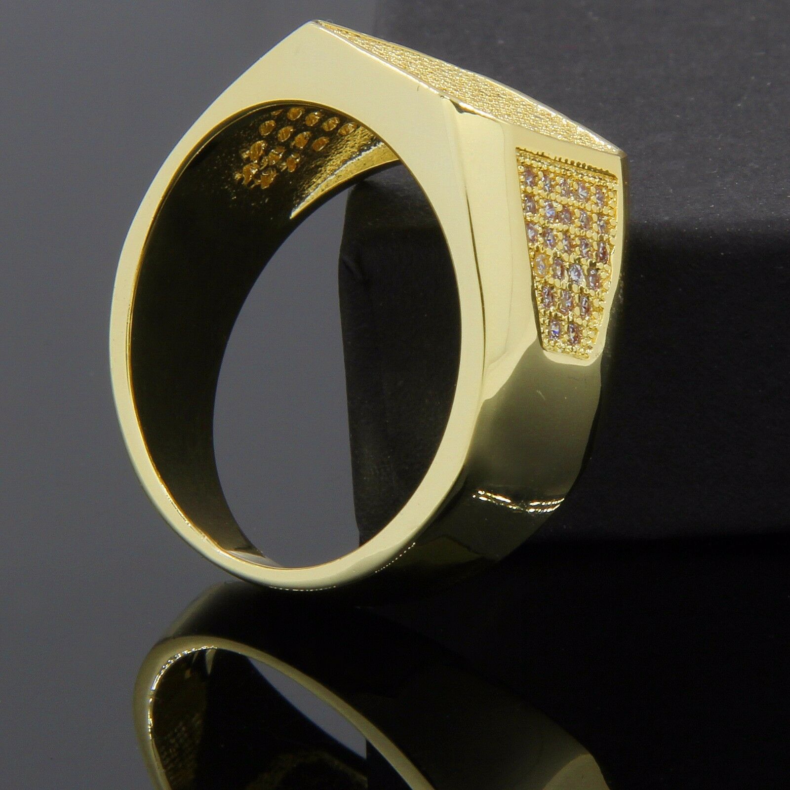 GOLD RECTANGLE SIDE CZ