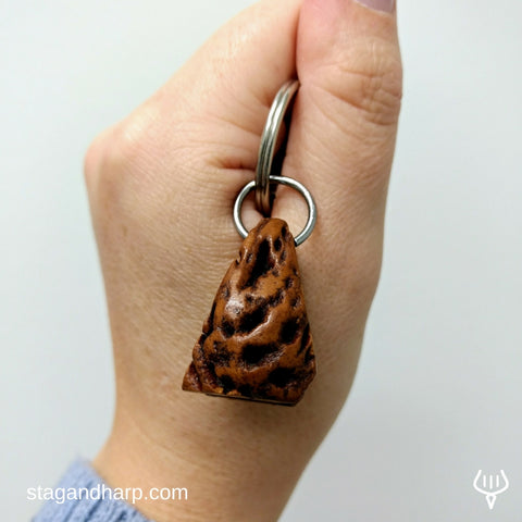 Carved Peach Pit Key Chain