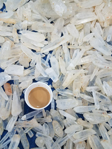 healing crystals and a cup of chai 