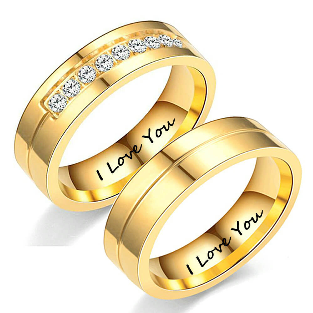 Titanium Gold Couples Promise Rings for 