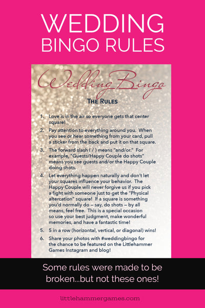 Wedding Bingo Rules: These Rules Weren't Made To Be Broken