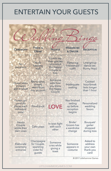 Wedding Bingo wedding reception game card with text overlay
