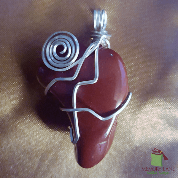 Argentium Silver Wire Red Jasper Gemstone Necklace Stunning Red Jasper Gemstone Wire Wrapped Pendant Handcrafted Pendant Made in the USA