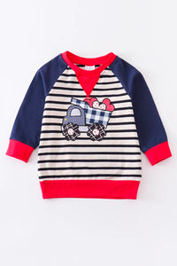 Stripe Truck Heart Applique Raglan