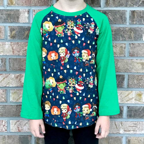 Avengers Christmas Lights Raglan