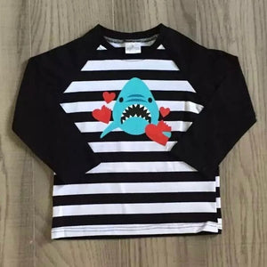 Black Striped Love Bite Shark Raglan