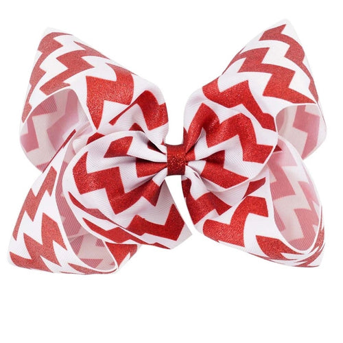 8” • Red Glitter Chevron Bow