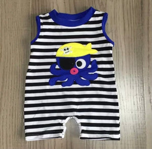 Piratey Octopus Striped Romper