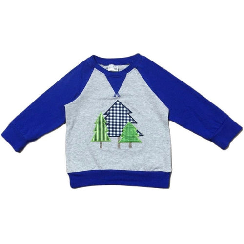 Blue Plaid Christmas Tree Raglan