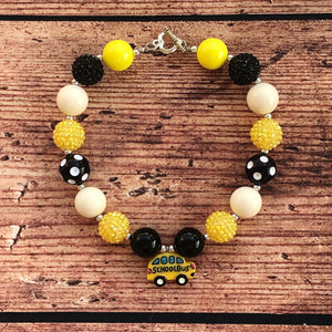 School Bus Charm Chunky Bead Necklace