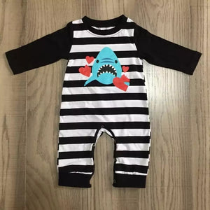 Black Striped Love Bite Shark Romper