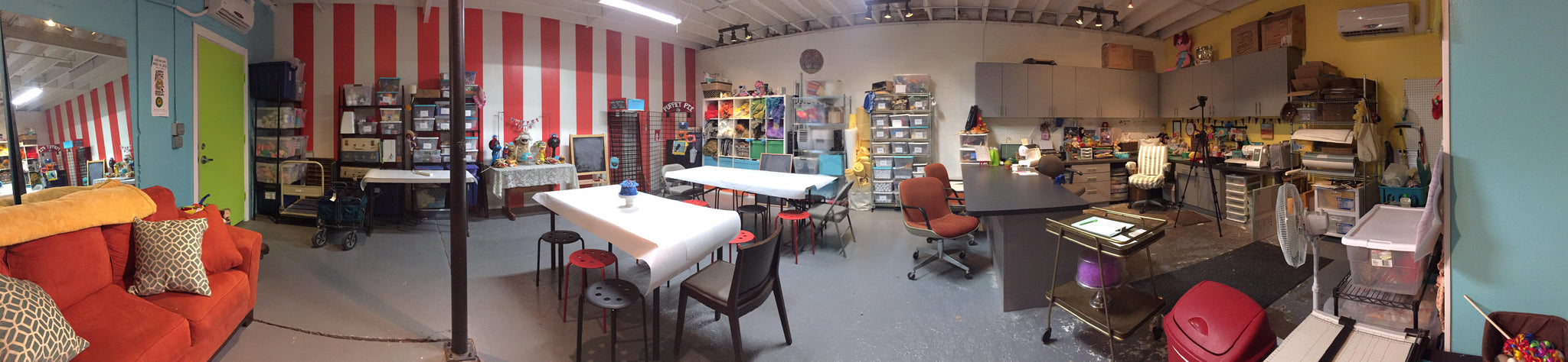 a panorama view of the puppet building studio