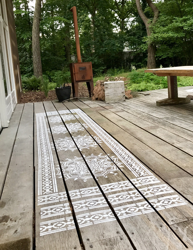 mandala stencil strip carpeting