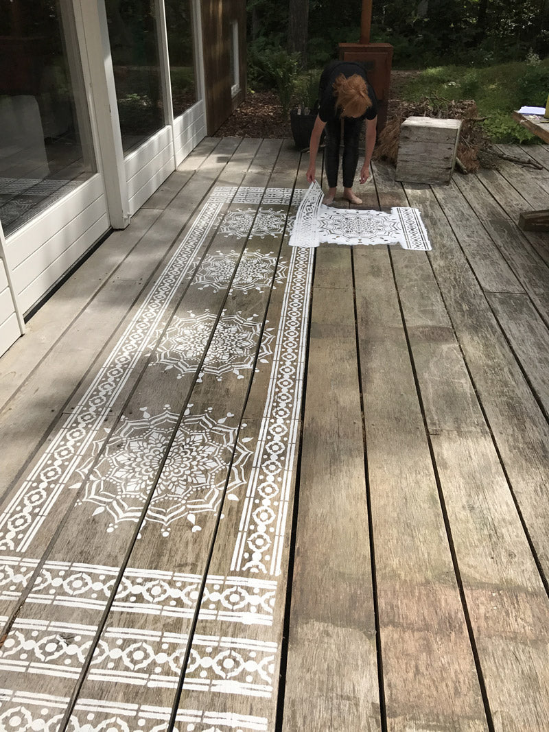 mandala stencil strip carpeting