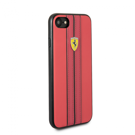 Onophoudelijk insect oogst Ferrari iPhone 8 & iPhone 7, Leather Hard Case - Yellow Ferrari logo