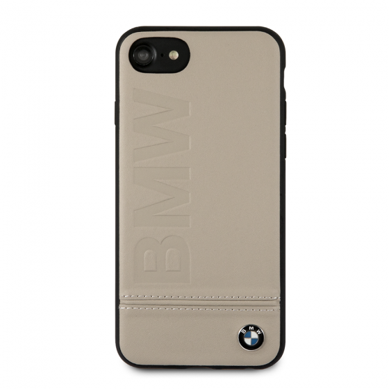 Ter ere van Brouwerij eindeloos BMW iPhone 8 & iPhone 7 Taupe Genuine Leather Hard Case