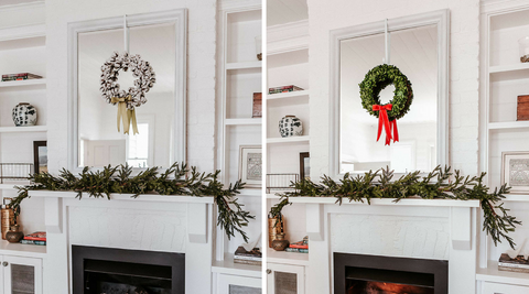 hanging wreaths on mirrors 