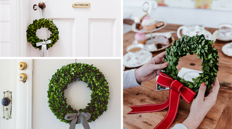 different sized preserved boxwood wreath