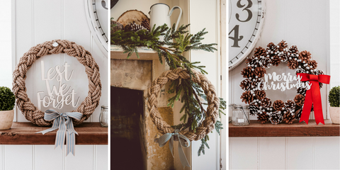 displaying wreaths on mantles