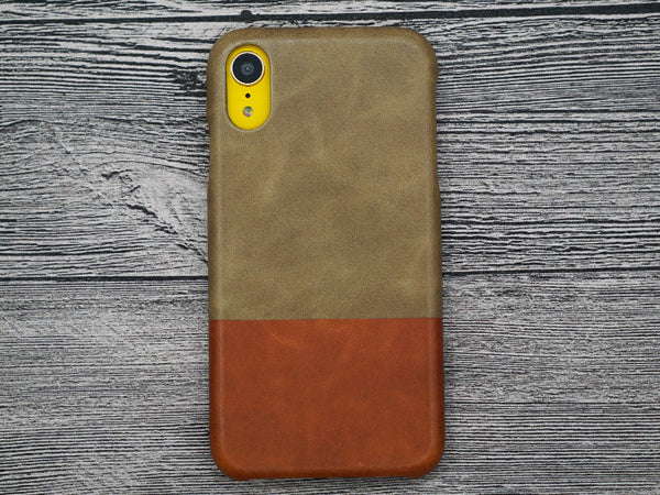 sage green walnut brown iPhone XR leather case