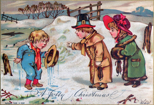 A chromolithograph Christmas card from the Victorian era