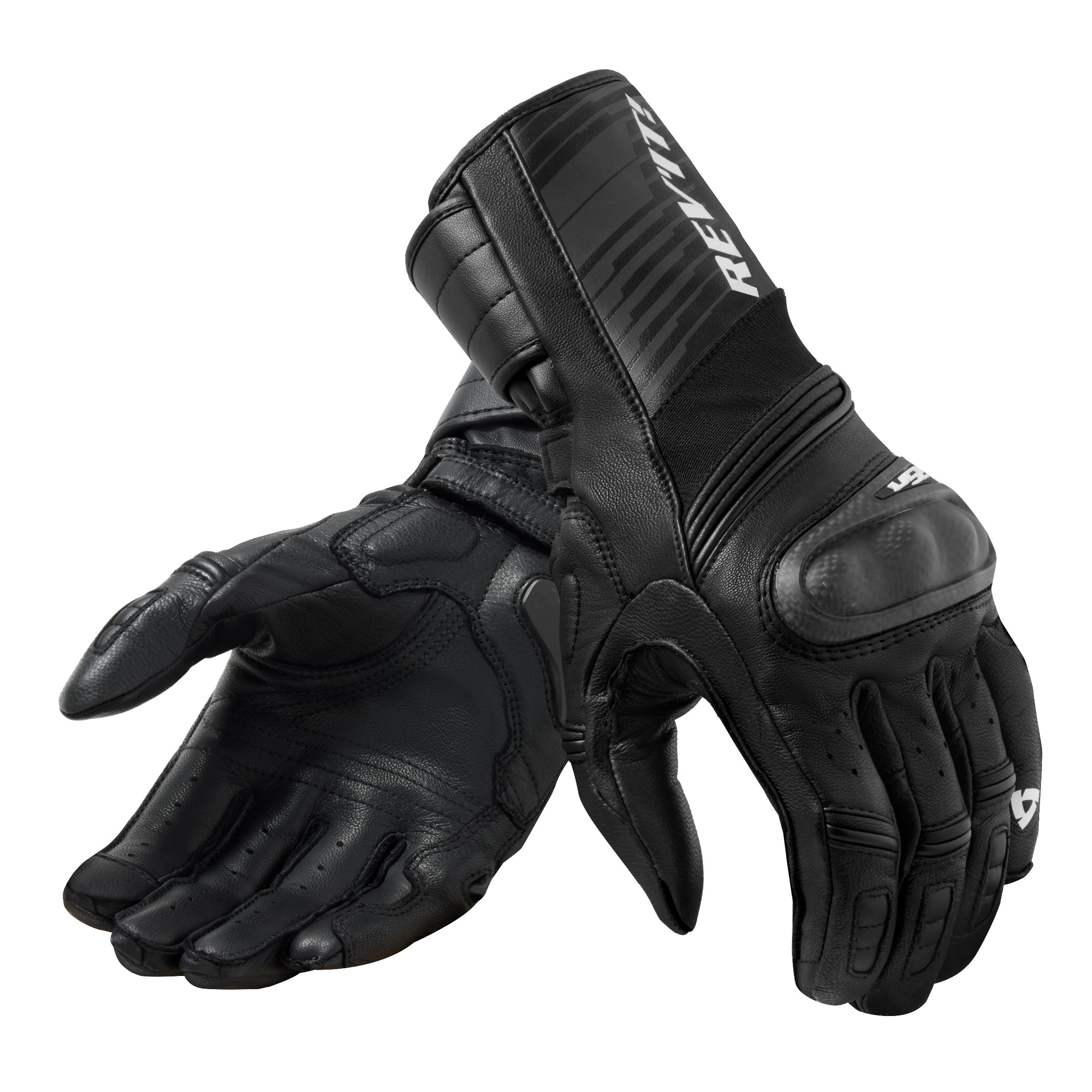 Black Leather Motorcycle Gloves Vented Hard Knuckle Protection Racing Gloves 