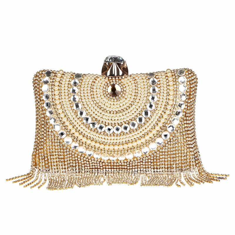 gold beaded clutch bag